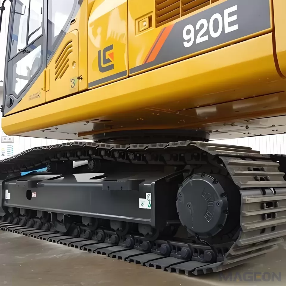 What are the components of the crawler chassis of the excavator? What do they do